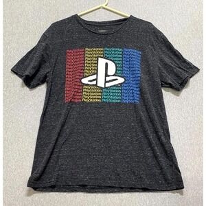 Sony Playstation T-Shirt Mens Large Heather Gray Video Game Graphic Short Sleeve
